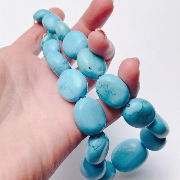 Vintage Turquoise (Reconstituted) Necklace, Southwestern Beaded Adjustable 1990s - Picture 3 of 10